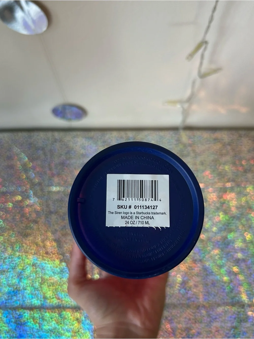 NWT Starbucks Venti Grid Tumbler Ombre Iridescent 24oz Iced Coffee Tea Pink Blue